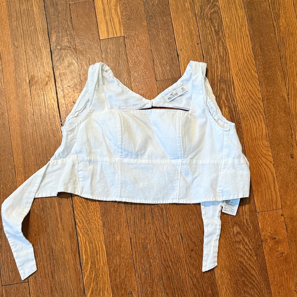 White Tie Back Crop Top